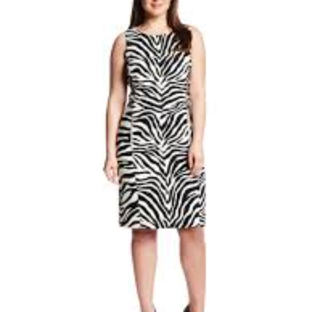 Women's Anne Klein Sleeveless Zebra Patterned Midi Dress